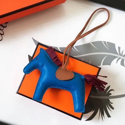 Replica Hermes Rodeo Horse Bag Charm In Purple/Camarel/Blue Leather