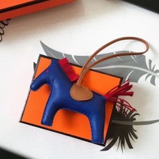 Hermes Rodeo Horse Bag Charm In Blue/Camarel/Red Leather