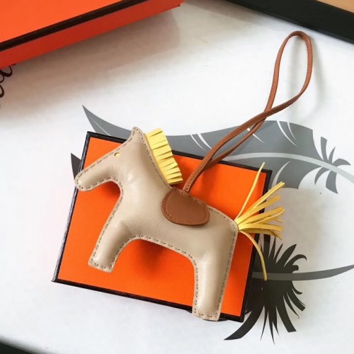 Replica Hermes Rodeo Horse Bag Charm In Yellow/Camarel/Pink Leather