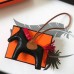 Hermes Rodeo Horse Bag Charm In Black/Camarel/Red Leather