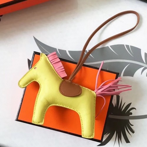 Hermes Rodeo Horse Bag Charm Size MM Yellow in Tricolor 2019