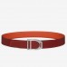 Hermes Etrier Buckle Belt &amp; Orange Clemence 32 MM Strap