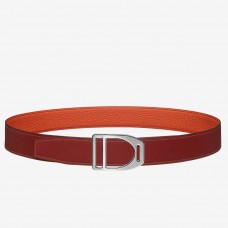 Hermes Etrier Buckle Belt & Orange Clemence 32 MM Strap Hermes Etrier Buckle Belt & Orange Clemence 32 MM Strap