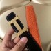 Hermes H Belt Buckle & Orange Clemence 32 MM Strap