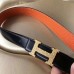 Hermes H Belt Buckle & Orange Clemence 32 MM Strap