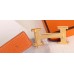 Hermes H Belt Buckle &amp; Orange 32mm Clemence Strap