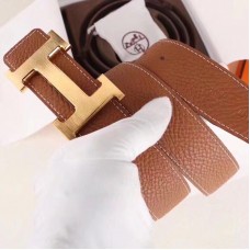 Hermes H Belt Buckle &amp; Brown Clemence 32 MM Strap