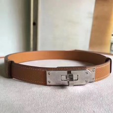 Hermes Brown Epsom Kelly Belt With Palladium Hardware