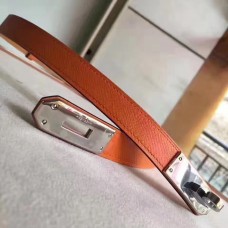 Hermes Orange Epsom Kelly Belt With Palladium Hardware Hermes Orange Epsom Kelly Belt With Palladium Hardware