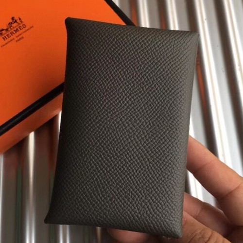 Replica Hermes Vert Gris Epsom Calvi Card Holder