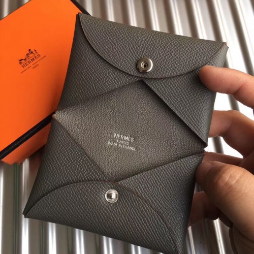 Hermes Vert Vertigo Epsom Leather Calvi Card Case - Yoogi's Closet