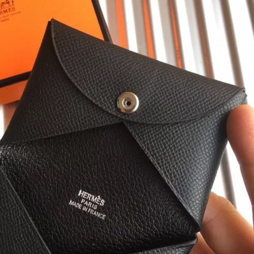 hermes calvi card holder black