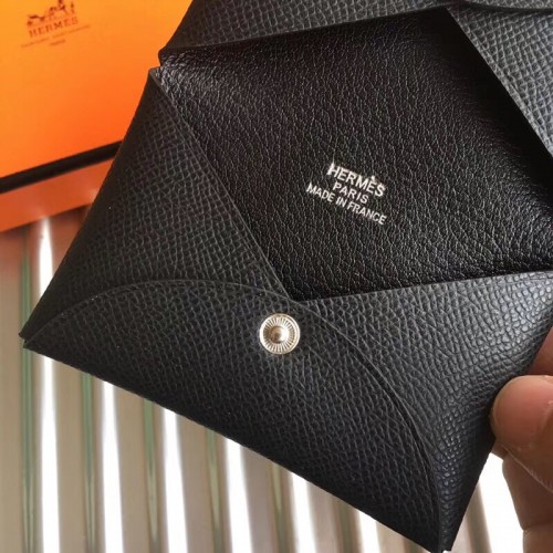 HERMES CALVI DUO CARD HOLDER Epsom BLACK NOIR EPSOM RARE – Empire Lusso