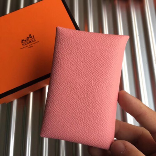 HERMES Calvi Epsom leather Card Holder Pink - Hot Deals