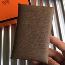 Hermes Taupe Epsom Calvi Card Holder