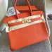 Hermes Orange Clemence Birkin 30cm Handmade Bag
