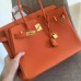 Hermes Orange Clemence Birkin 30cm Handmade Bag