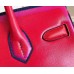 Hermes Red With Indigo Piping Goatskin Birkin 30cm Bag