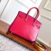 Hermes Red With Indigo Piping Goatskin Birkin 30cm Bag