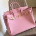 Hermes Pink Clemence Birkin 30cm Handmade Bag