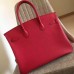 Hermes Red Clemence Birkin 30cm Handmade Bag