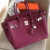 Hermes Ruby Clemence Birkin 30cm Handmade Bag