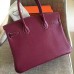 Hermes Ruby Clemence Birkin 30cm Handmade Bag