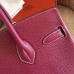 Hermes Ruby Clemence Birkin 30cm Handmade Bag