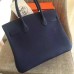 Hermes Sapphire Clemence Birkin 30cm Handmade Bag