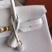 Hermes White Clemence Birkin 30cm Handmade Bag