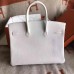 Hermes White Clemence Birkin 30cm Handmade Bag