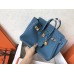 Hermes Blue Jean Clemence Birkin 25cm Handmade Bag