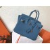 Hermes Blue Jean Clemence Birkin 25cm Handmade Bag