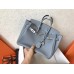 Hermes Blue Lin Clemence Birkin 25cm Handmade Bag
