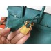 Hermes Malachite Clemence Birkin 25cm Handmade Bag