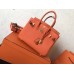 Hermes Orange Clemence Birkin 25cm Handmade Bag