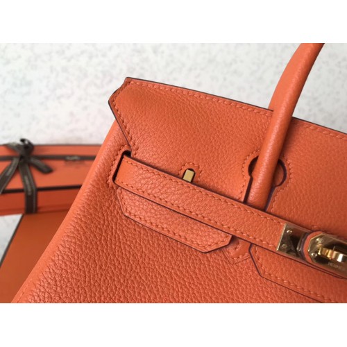Replica Hermes Orange Birkin 25cm Ostrich Handmade Bag