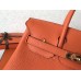 Hermes Orange Clemence Birkin 25cm Handmade Bag