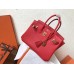 Hermes Red Clemence Birkin 25cm Handmade Bag