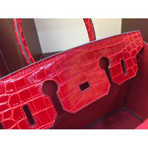 Replica Hermes Birkin 25 Handmade Bag In Red Crocodile Porosus