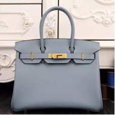 Hermes Birkin 30cm 35cm Bag In Blue Lin Epsom Leather