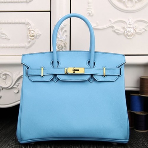 Hermes Birkin 30cm 35cm Bag In Light Blue Epsom Leather