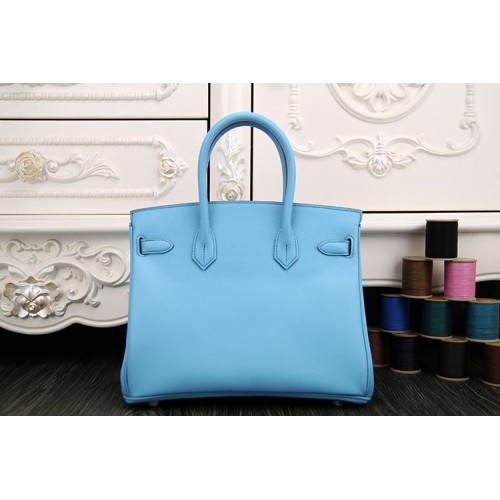 Hermes Birkin Bag 30cm Celeste Sky Blue Epsom Gold Hardware