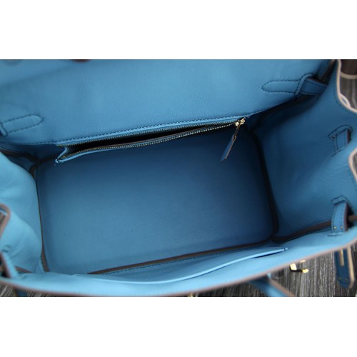 Imitation Hermes Birkin 30cm 35cm Bag In Blue Lin Epsom Leather HJ01139