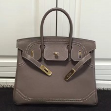 Hermes Birkin Ghillies 30cm In Etoupe Swift Leather