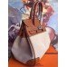 Hermes Canvas Birkin 30cm 35cm Bag With Brown Leather