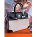 Hermes Canvas Birkin 30cm 35cm Bag With Black Leather