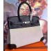 Hermes Canvas Birkin 30cm 35cm Bag With Black Leather
