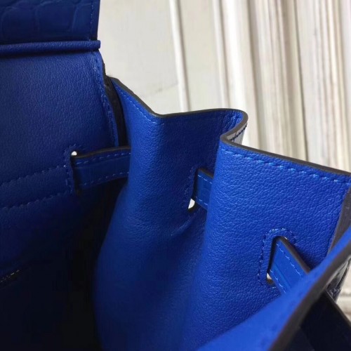 Hermes Birkin 30cm 35cm Bag In Blue Electric Crocodile Leather