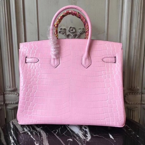 Hermes Birkin 30cm 35cm Bag In Pink Crocodile Leather